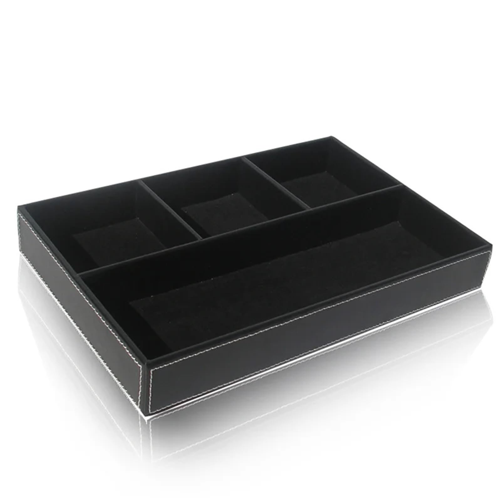 Schreibtischschubladen-Organizer mit 4 Fächern, Schubladenaufbewahrungs-Organizer aus Pu-Leder for die Sammlung von Büro-Schreibtischzubehör Für Kleidung,Socken(Black)