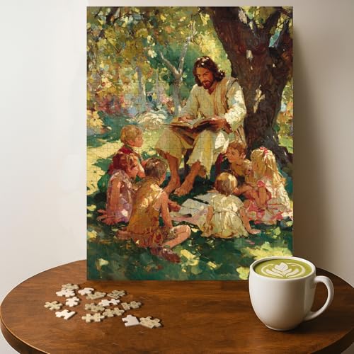 Jesus Education Christian Jigsaw Puzzle - 500 Pieces Wooden Puzzle for Adults, Wall Art Gift, Finished Size: 20 x 15 Inch