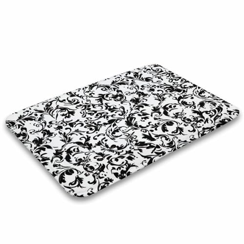 Jubonexis Tapis de salle de bain victorien à motif floral avec feuilles tourbillonnantes, extra doux, en velours corail, absorption rapide de l'eau, antidérapant, confortable, 50 x 80 cm – vue 4