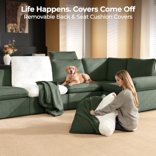 Image of CHIC HOUSE 95 inch Modular Power Reclining Loveseat Sofa with Console, Green