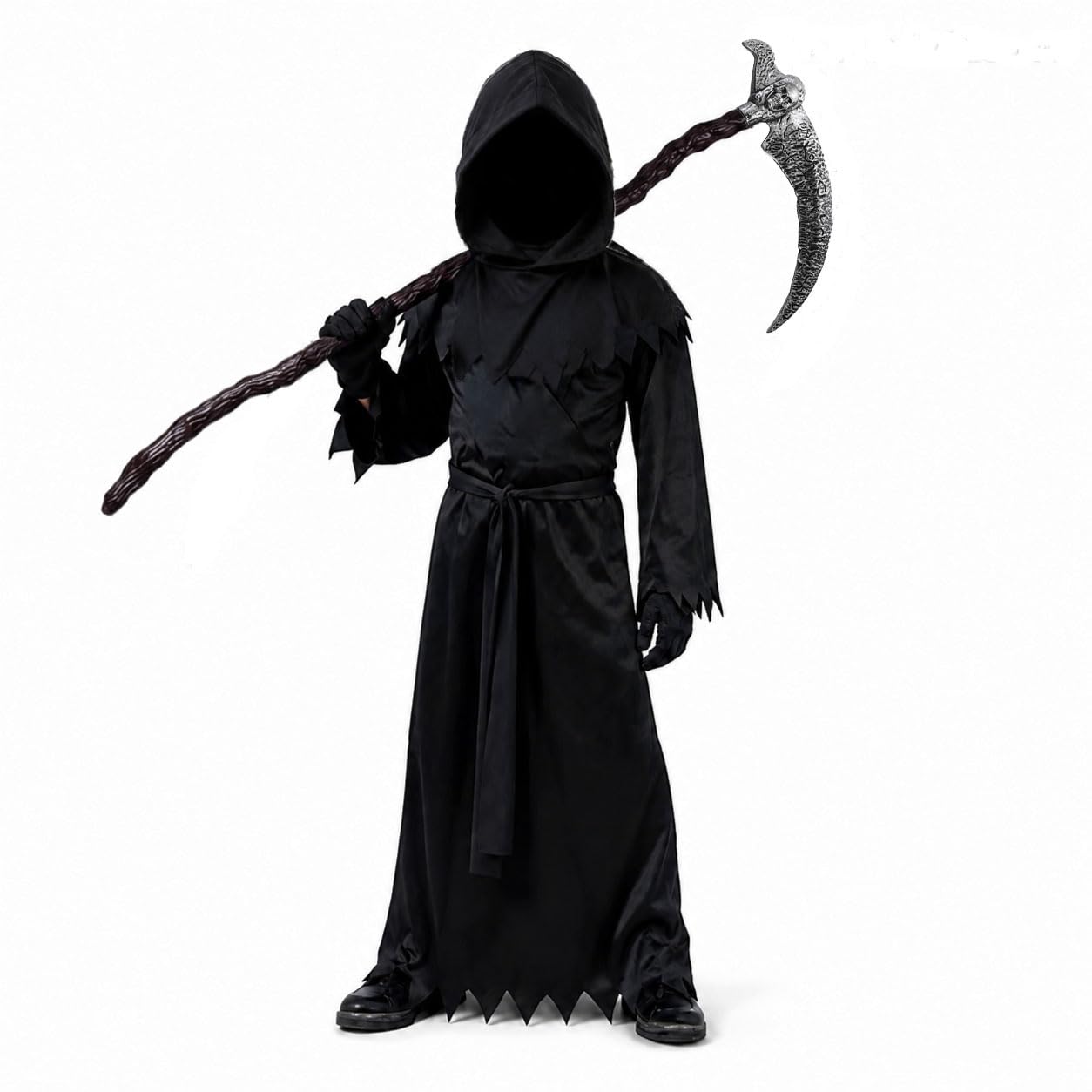 Deguisement Faucheuse Enfant Halloween Robe avec grand Faux