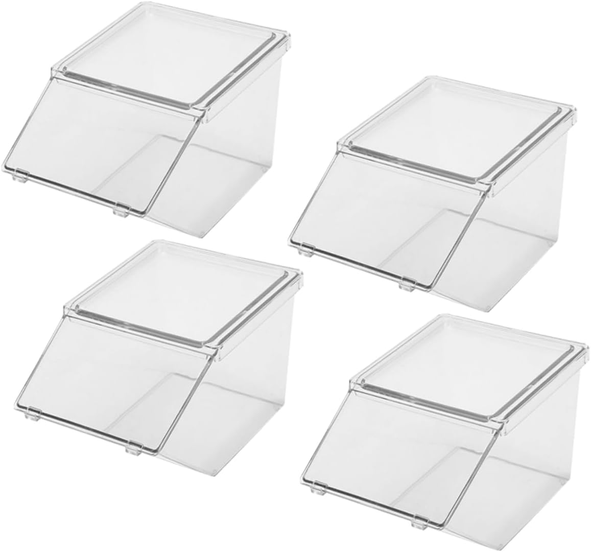 Zerodeko 4Pcs Acrylic Tea Bag Organizer Multi Function Storage Case for Sugar Packets Seasoning and Tea Bags Stylish Desktop Container for Coffee Bar and Kitchen