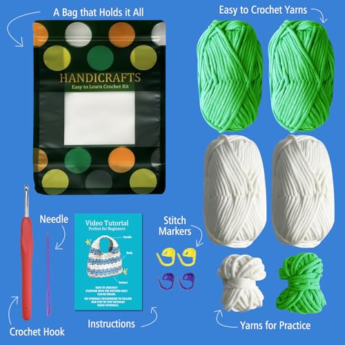 Kitcroet Kit de bolsa de crochê para iniciantes kit de bolsa de crochê para adultos com tutoriais em