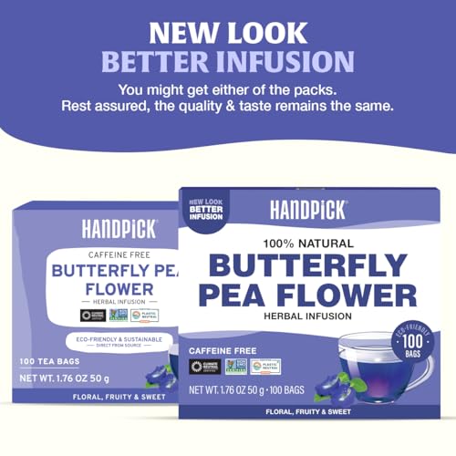 Image of HANDPICK Butterfly Pea Flower Tea (100 Count)Quality Dried Flowers, Non GMO