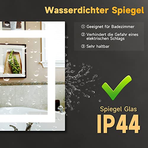 Badspiegel Elegant mit LED-Beleuchtung 60 x 50 cm
