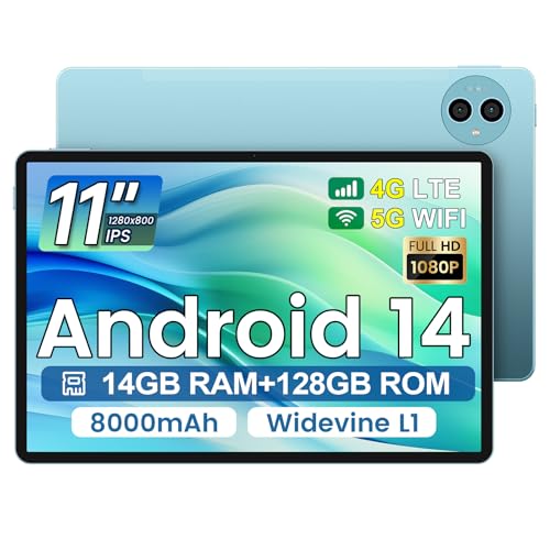 TECLAST Tablet 11 inch Android 14 Tablets, P50 14GB+128GB,1TB Expand, Widevine L1 Compatible 8-Core Tablet with 5G WiFi, 8000mAh Battery, 13MP Camera, 11″ IPS Big Screen, GPS