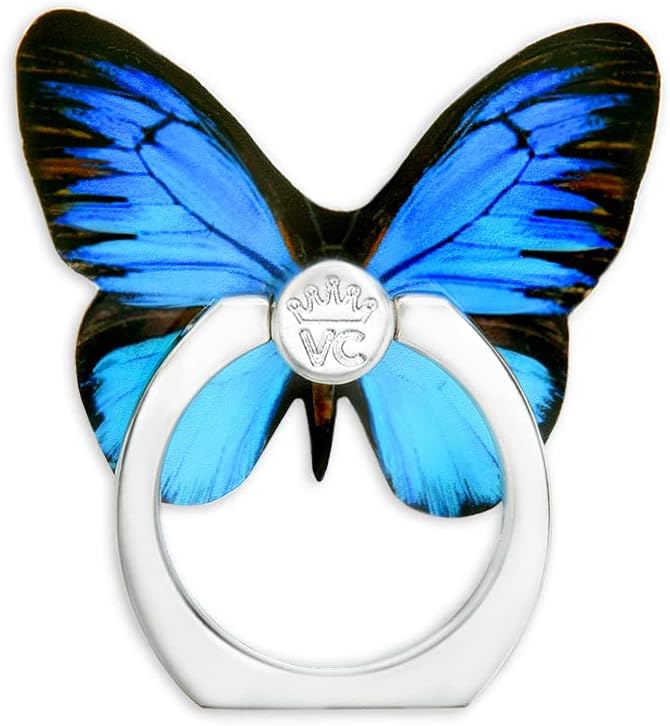 VELVET CAVIAR Cell Phone Ring Holder - Finger Ring & Stand - Improves Phone Grip Compatible with iPhone, Galaxy, Most Smartphones (Blue Butterfly)