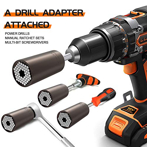 Universal Socket Tools Gifts for Men- 2 PACK Gifts for Dad Birthday Gift Super Universal Socket Set, Cool Stuff Gadgets for Men Women Husband Him Multi Socket Grip with Power Drill Adapter 7-19mm - Image 5