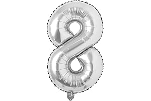 Silver Number 8 Balloon (40 Inch) - Perfect for Celebrations