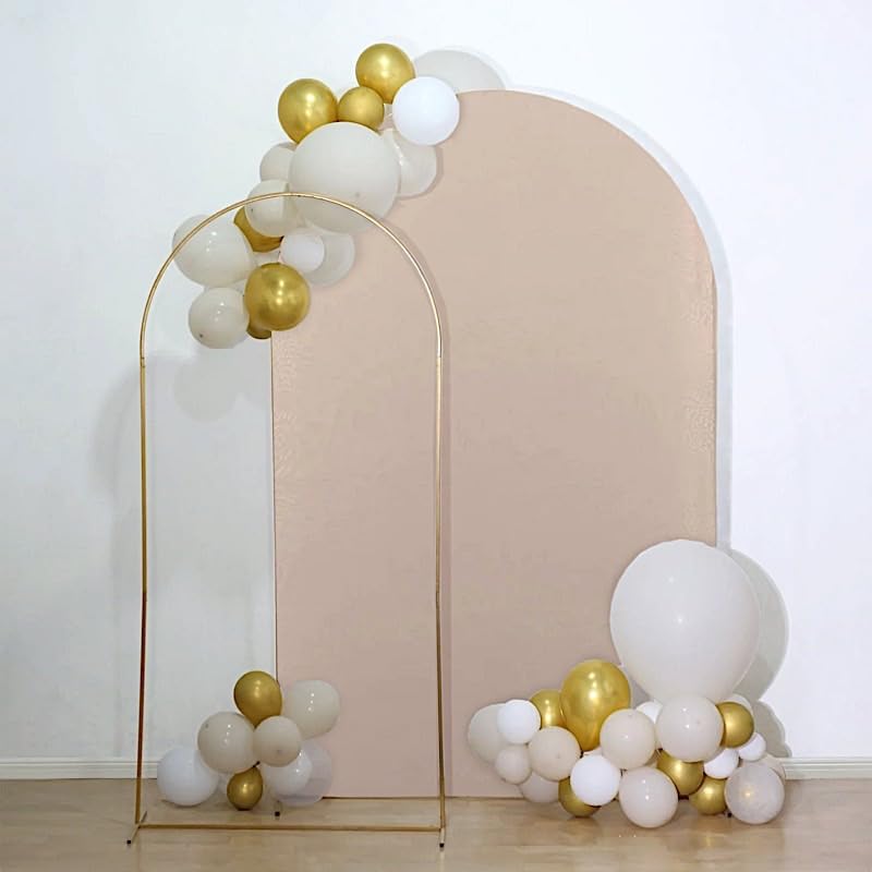 8 feet Nude Fitted Matte Spandex Round Top Wedding Arch Backdrop Stand Cover Party Events Reception Home Decorations Supplies