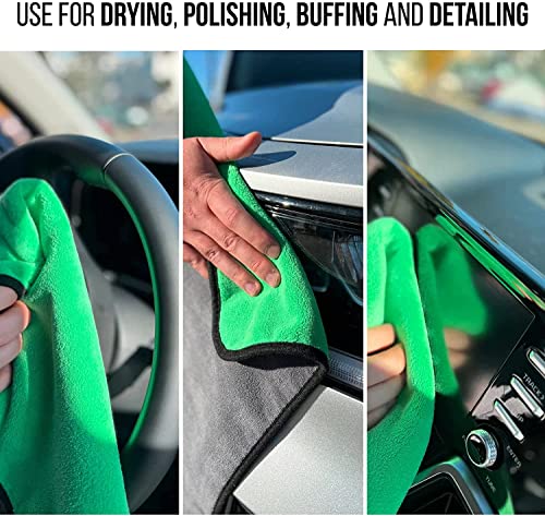 Image of Auto Hub 400 GSM, Microfiber Double Layered Cloth 30x40 Cms 4 Piece (Green) Cloth Set, Extra Thick Microfiber Cleaning Cloths Perfect for Bike, Auto, Cars Both Interior and Exterior.