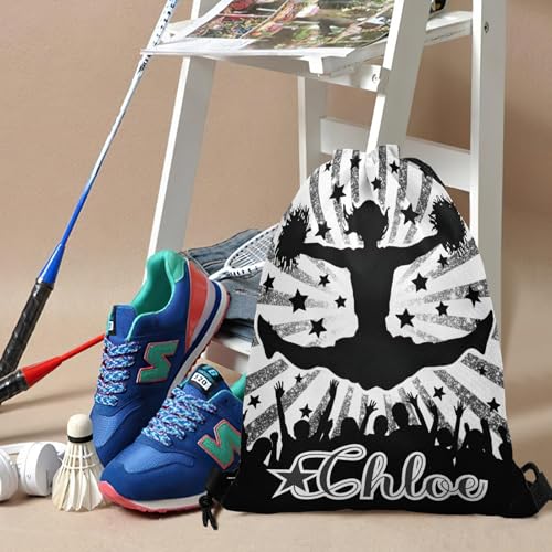 Cheer Cheerleading Grey Bling Print Waterproof Drawstring Backpack for Sports Gym Beach for Man Woman Sackpack String Bag Personalized Present3