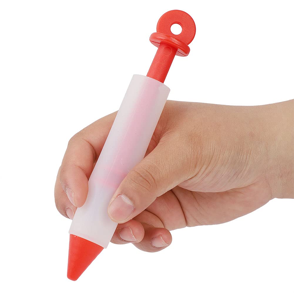 Stylo design à dessert en silicone Lybunair avec quatre buses pour décoration de chocolat et de crème, lettrage artistique et dessin sur gâteaux et pâtisseries (Bleu)
