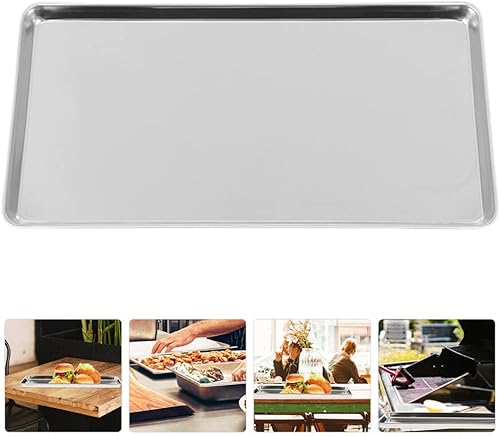 Miniatura 2 de Kichvoe Bandejas para hornear, bandejas de acero inoxidable, 9.3 x 6.9 in, bandeja para horno tostadora, bandejas rectangulares de metal plano para