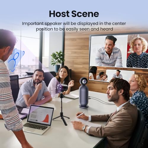 Image of EMEET Meeting Capsule Pro Room Kit, Dual 4K Lenses 360 Auto-Tracking Speakers Video Conference Camera w / 10 Mics 10W Speaker, 1080P Co-Webcam for Whiteboard Detection&Correction, for 10 People