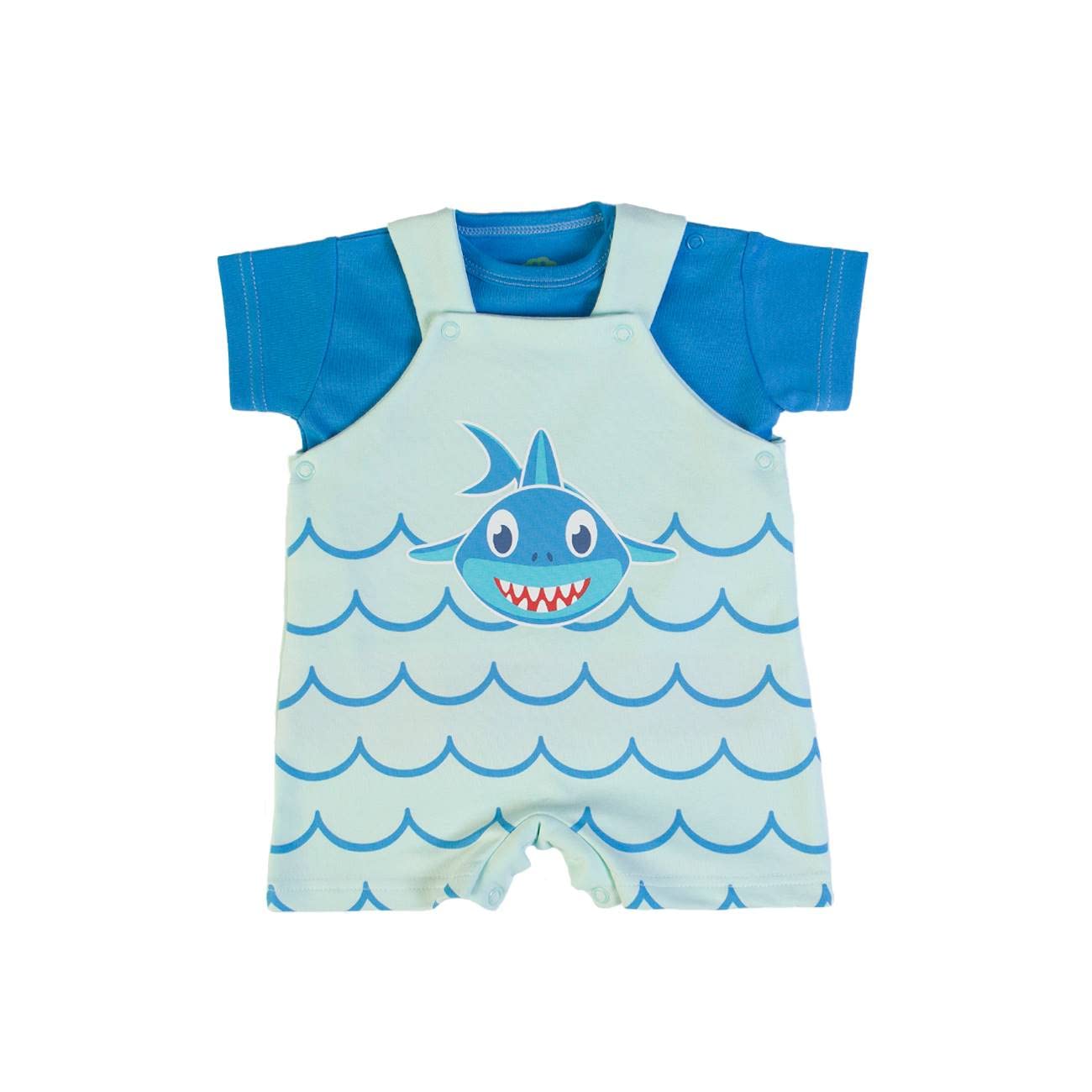 nene Baby-Strampler für den Sommer, aus Baumwolle, 1-18 Monate, grün und blau, Baby Shark, grün, 12 Monate