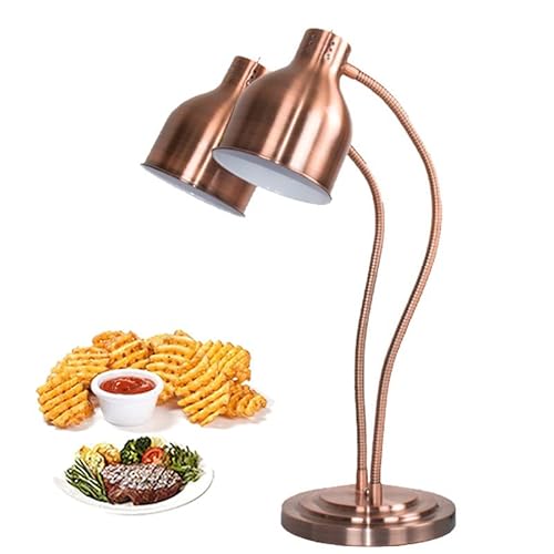XINGma Lampada Riscaldante per Alimenti Commerciale, Tubo Flessibile A Testa Singola Regolabile A 360 °, Diametro: 19 Cm, per Lampada da Tavolo Scaldavivande Self-Service,C-Double