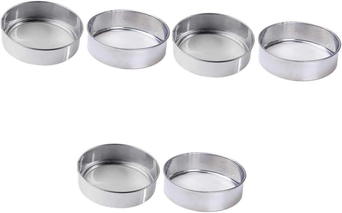 6-Pack Fine Mesh Flour Sifter Set for Baking - Stainless Steel Mesh Sifter Strainer Tool for Kitchen - Handheld Sieve Powdered Sugar - 15cm