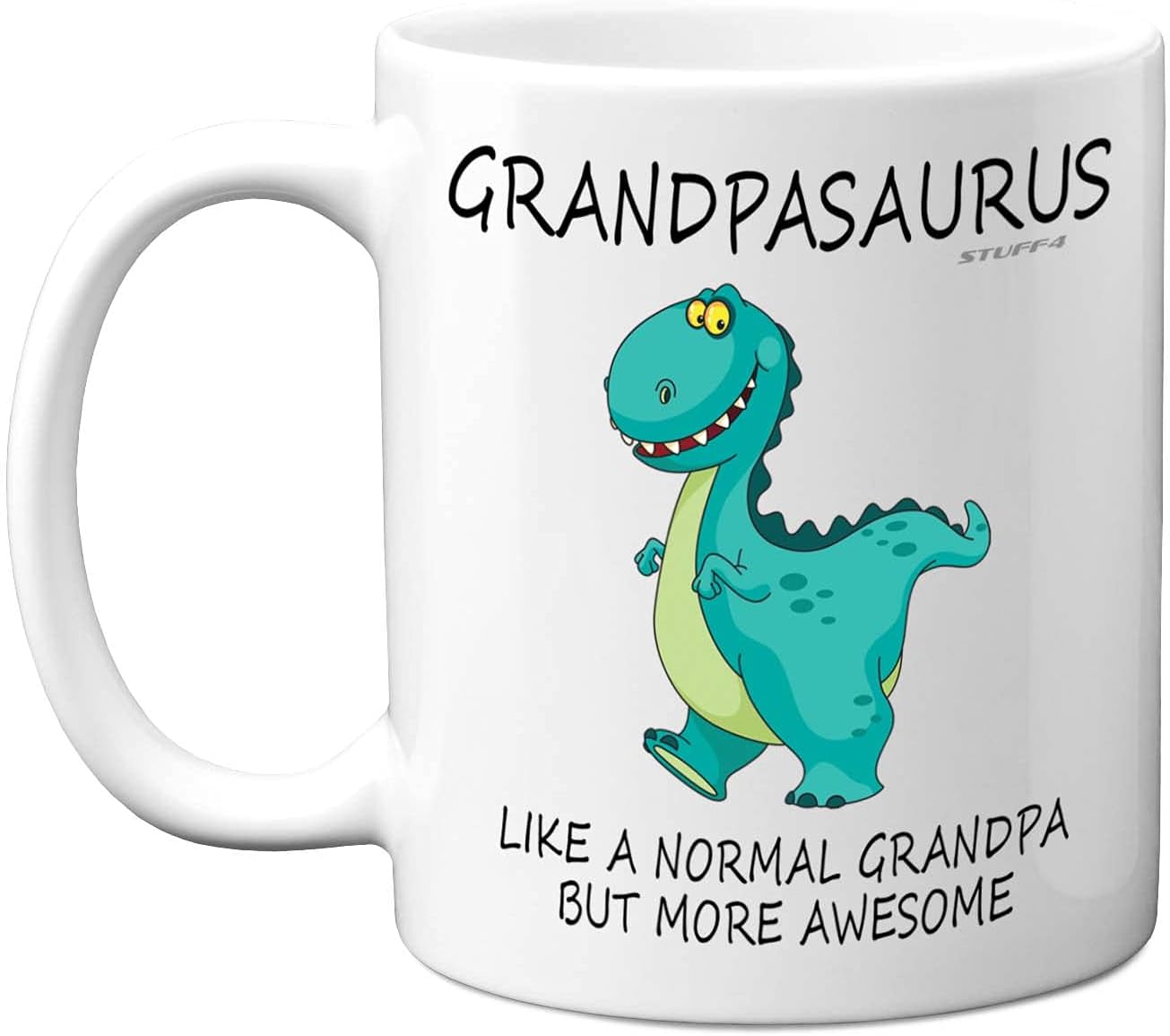 Stuff4 Grandpasaurus Mug - Grandpa Fathers Day, Birthday, Christmas Dinosaur Mug, 11oz Ceramic Dishwasher Safe Coffee Cup, Grandpa Gifts from Grandchildren, Cute, Funny