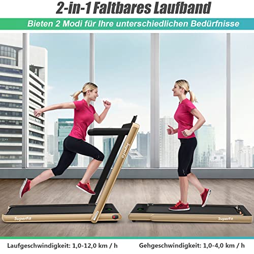 COSTWAY 2 in 1 Walking Pad & Laufband | App-kontrolliert | Bluetooth | LED Display | 1-12km/h | bis 120kg belastbar… – Bild 3