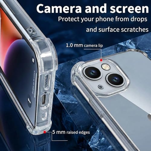 Image of Fashionury 3D Raised Transparent Crystal Clear Back Cover for iPhone 15 | Shockproof Design | Anti-Slip Grip | Camera Protection | 360 Degree Protection Mobile Case