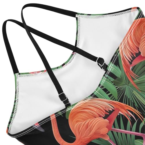 Flamingo Leaves Girls One Piece Swimsuit Beach Swimwear 208559724