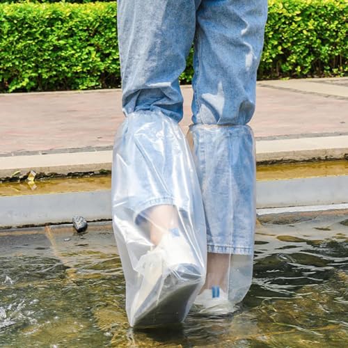 8 Piezas Cubiertas de Zapatos para Lluvia Descartables Impermeables para Exterior Cubrezapatos Largos de Plástico para Mujeres y Hombres Días de Lluvia Transparente miniatura 5