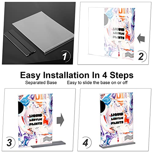 12 Pieces Acrylic Sign Holder 8.5 X 11 Plastic Table Top Display Stand Clear Vertical Double Sided Picture Poster Frames T Shape For Restaurant Menu Office Documents Store Promotions Display #TOP4