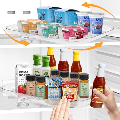 SAMISO 2 Pisos Especiero Giratorio,Giratorio Organizador de Armario,Soporte de Plástico para Condimentos,Cocina Giratorio Estante de Plástico para Cocina Botellas,para Tarros y Especias-40x30cm