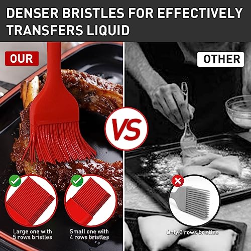Pastry Brush-Begonia Silicone Basting Brush for Cooking,2pcs 10+8 in Heat Resistant Food Brushes for Baking, Grilling, Cooking and Spreading Oil, Butter, BBQ Sauce, or Marinade Red,A-11