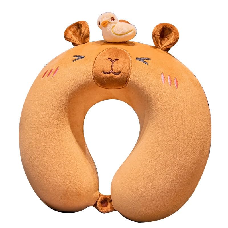 VICKYPOP Cute Neck Pillow Cartoon Capibara Memory Cotton U-Shaped Travel Pillow (Duck)