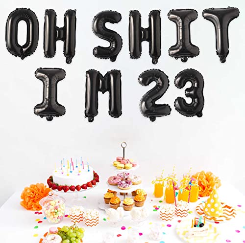 Image of Oh I'm 23! Latex Balloons 16 Inch Black Hallo Twenty Three Cheers to 23 Years Old Theme Decor for Man Woman Happy 23th Birthday Party Photo Studio Prop Flag Decorations Favors Supplies
