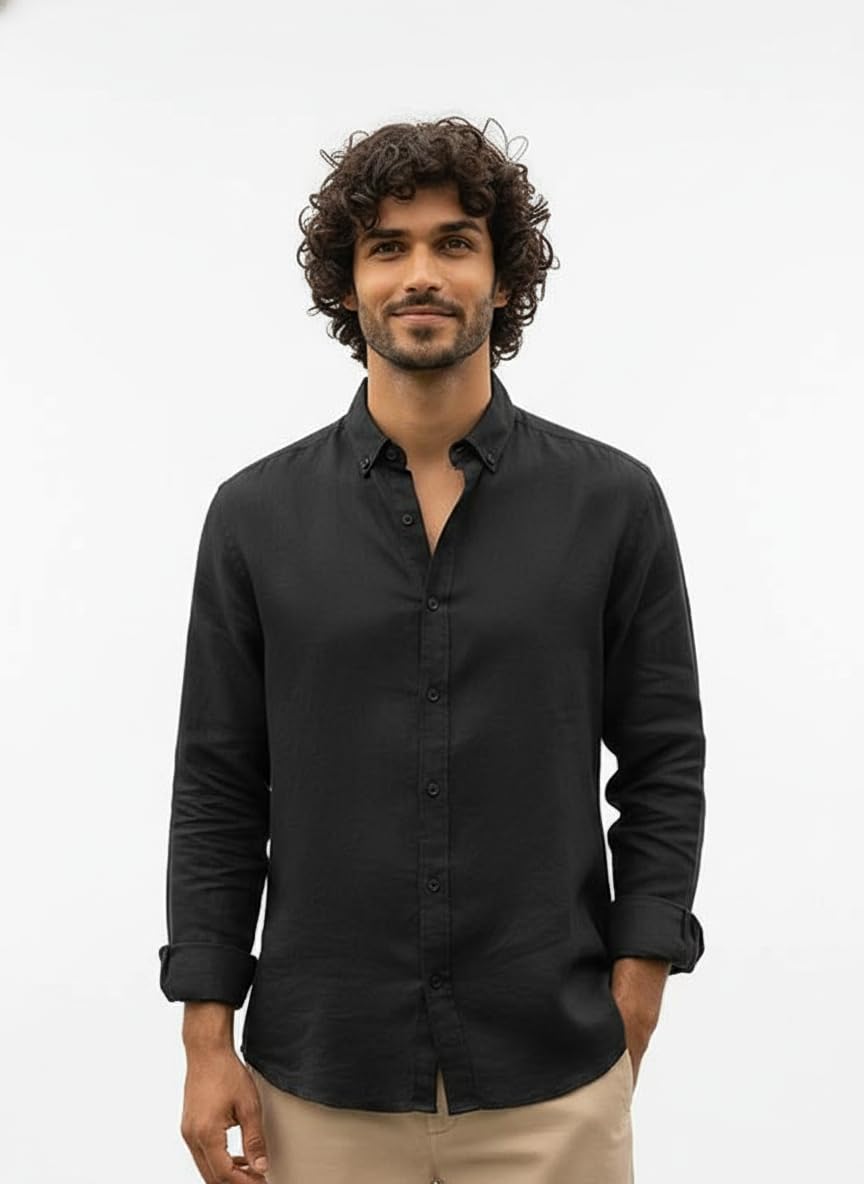 nexaflair Men's Solid Linen Cotton Shirt | Casual | Plain | Full Sleeve | Summer-Regular Fit|Men Stylish Shirt | Men Formal Shirt-picture-31