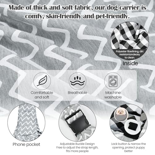 VGECEE Hundetragetasche Bis 7.5KG Tragbare Hundetasche Wandern Tragetasche Fronttasche Hund Hunderucksack Hundetragetuch Reisetasche Umhängetasche Hundetragebeutel Tasche Haustiere für Spaziergang