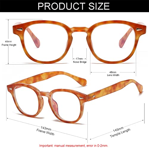 Image of Retro Round Blue Light Blocking Glasses for Men Women, Vintage Frame Non-prescription Computer Reading Eyeglasses