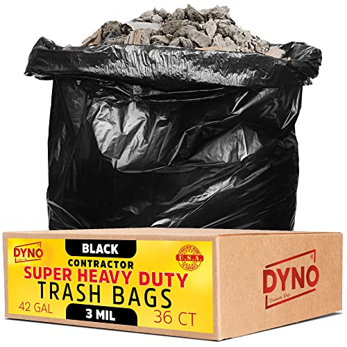 42 Gallon Contractor Trash Bags Heavy Duty 3 Mil Black - 36 Count Large Trash Bags - Individually Folded - Industrial Trash Bags – 33W X 48L #TOP1