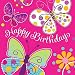 16-Count Paper Lunch Napkins, Butterfly Sparkle Happy Birthday