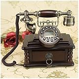 JYBNBBE Retro-Telefon, Vintage-Telefon, europäischer Pastoralstil, antikes Telefon, Retro-Vintage-Handwerk aus reinem Holz, Geschenk, Heimtelefon, Festnetz, Schubladenaufbewahrung