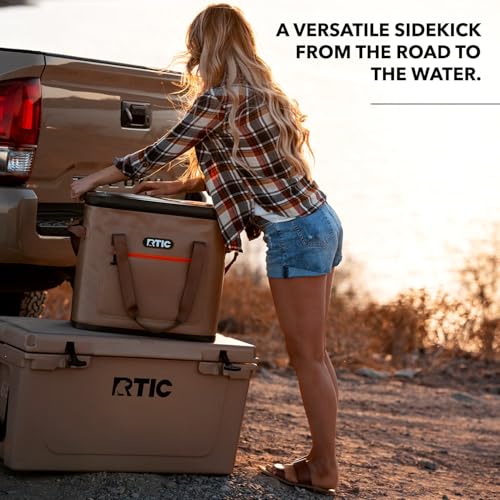 RTIC Soft Cooler 40 Can, Insulated Bag Portable Ice Chest Box for Lunch, Beach, Drink, Beverage, Travel, Camping, Picnic, Car, Trips, Floating Cooler Leak-Proof with Zipper, Black
