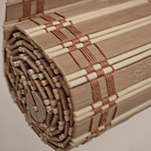 image for ALEKO BBL23X64BR Light Brown Bamboo Roman Wooden Roll Up Blinds Light 