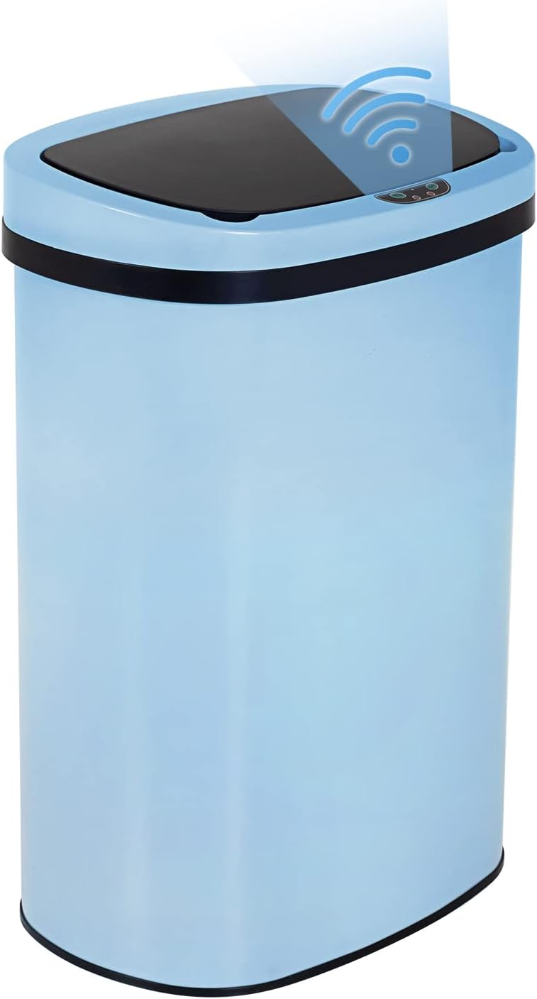 Kitchen Trash Can with Lid, 13 Gallon Automatic Garbage Can for Bathroom Bedroom Home Office 50 Liter Touch Free High-Capacity Brushed Stainless Steel Waste Bin