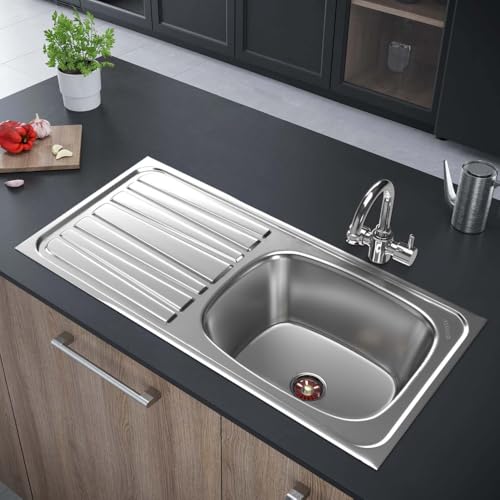 Johnson Nexa SS304 Single Bowl Kitchen Sink with Drain Board and Waste Coupling | Satin Finish | 37"x 18"x 8" | 10 Years Warranty (B0D9HVF1BB) Amazon Price History, Amazon Price Tracker