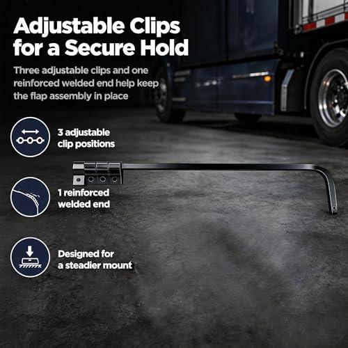Image of Straight Bar Type Mud Flap Hangers for Semi Truck Mud Flap Hangers for Semi Mud Flaps with Reflective Strip Tape Square Steel Mudflap Hangers