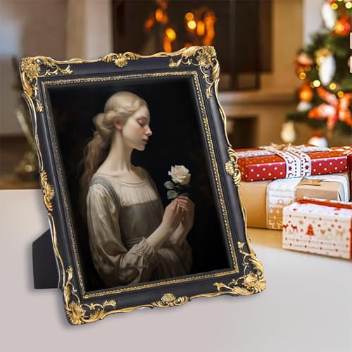 Image of Saysmile Vintage 8x10 Picture Frame, Black Ornate Baroque Frames with Decorative Floral Design, Hand-Crafted Resin Antique Frames with Glass Front for Tabletop & Wall Hanging, Home Decor, Gift Ideas