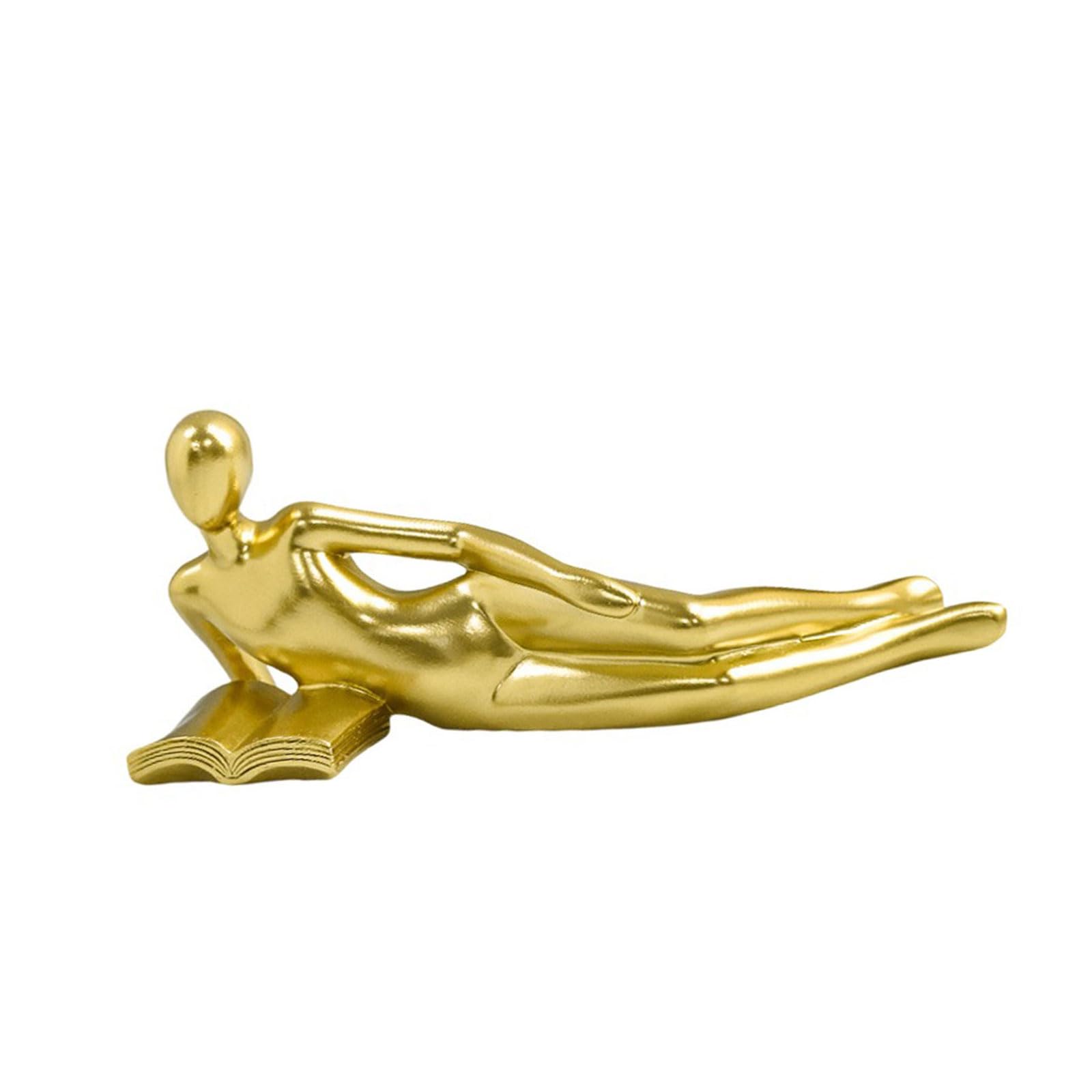 MALSSE Resins Thinking Lady Statue Abstract Reading Women Figurine Sculpture for Bookshelf Decors and Desktop Accent Abstract Decors