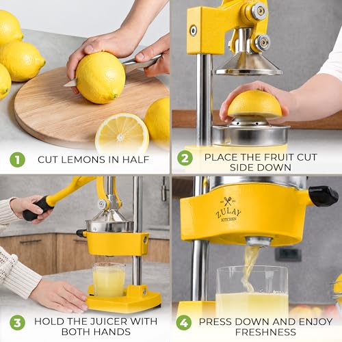 Image of Zulay Kitchen Cast Iron Juicer - Heavy Duty Manual Juicer with Detachable Strainers for Easy Cleaning, Orange Juice Press for Citrus Fruits, Perfect for Bartenders, Juice Lovers & Health Enthusiasts