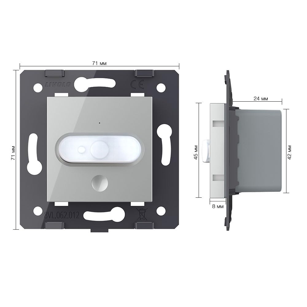 LIVOLO Sensor de movimiento Interruptor táctil PIR Sensor infrarrojo automático Temporizador UP Gris