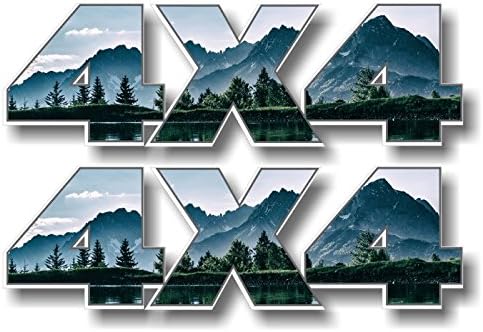 2-4x4 Mountain Escape w/White 13" Decals 4x4 Off Road Accessories Hunting Camouflage 4x4 Truck Lift Kit Stickers (2 Decal Set - Mountain Escape w/White)