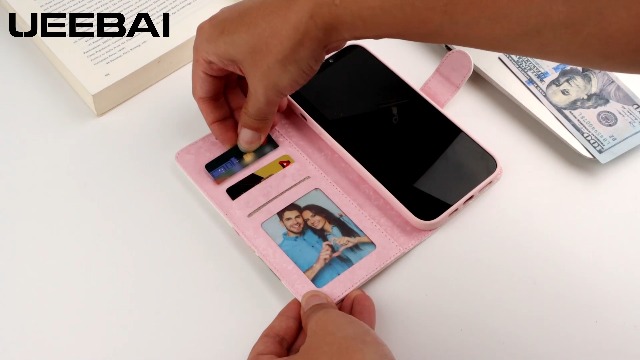 UEEBAI Wallet Case For IPhone 16 Plus, 9 Card Holder Slots Zipper Pocket Handbag Cover Magnetic Closure Kickstand With Wrist Strap TPU Shockproof Flip Case For Women - Blue