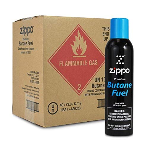12 cans (1 case) Zippo 5.82oz Premium Butane Fuel